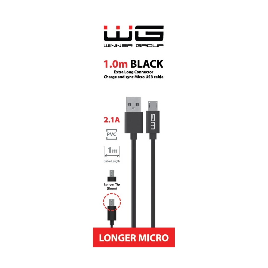 Winner Group - Καλώδιο USB extended Micro USB / USB-A 1m μαύρο