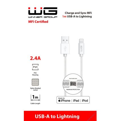 Winner Group - Καλώδιο USB MFI Lightning / USB-A 1m λευκό