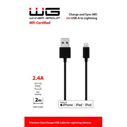 Winner Group - Καλώδιο USB MFI Lightning / USB-A 2m μαύρο