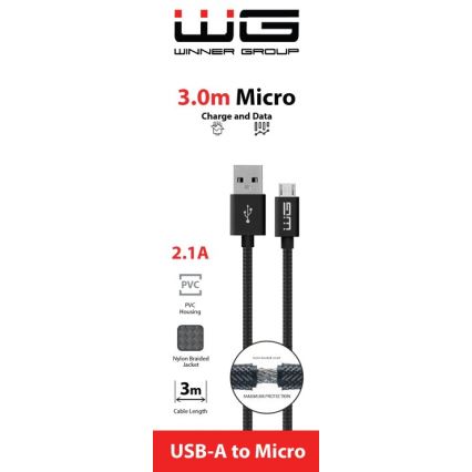 Winner Group - Καλώδιο USB Micro USB / USB-A 3m μαύρο