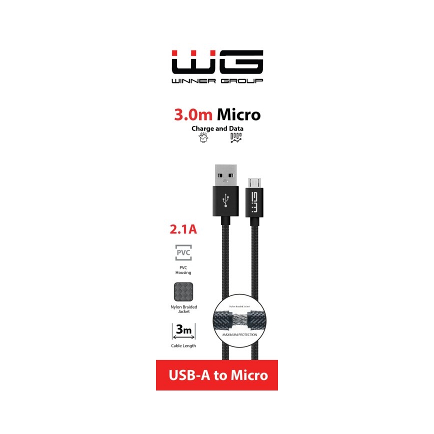 Winner Group - Καλώδιο USB Micro USB / USB-A 3m μαύρο
