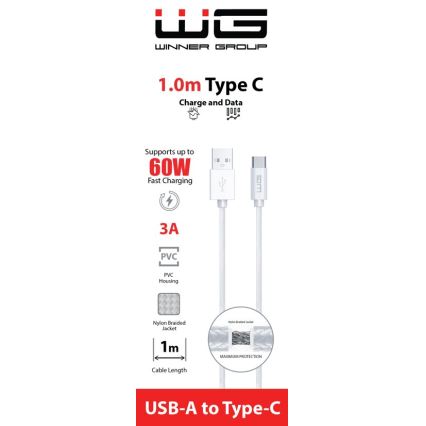 Winner Group - Καλώδιο USB USB-C / USB-A 60W 1m λευκό