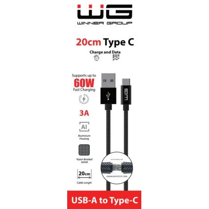 Winner Group - Καλώδιο USB USB-C / USB-A 60W 20cm μαύρο