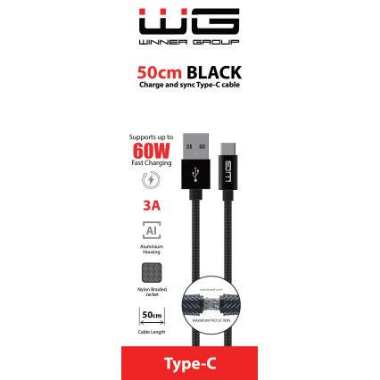 Winner Group - Καλώδιο USB USB-C / USB-A 60W 50cm μαύρο