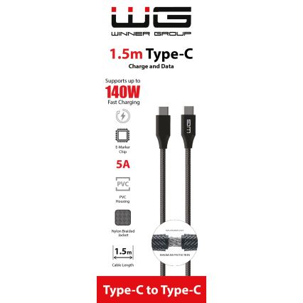 Winner Group - Καλώδιο USB USB-C / USB-C 140W 1,5m μαύρο