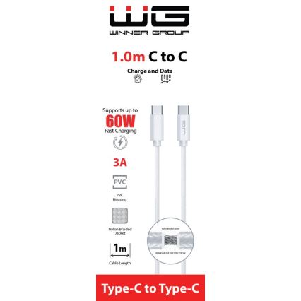 Winner Group - Καλώδιο USB USB-C / USB-C 60W 1m λευκό