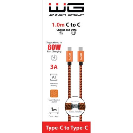 Winner Group - Καλώδιο USB USB-C / USB-C 60W 1m πορτοκαλί