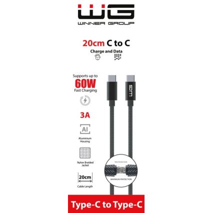 Winner Group - Καλώδιο USB USB-C / USB-C 60W 20cm μαύρο