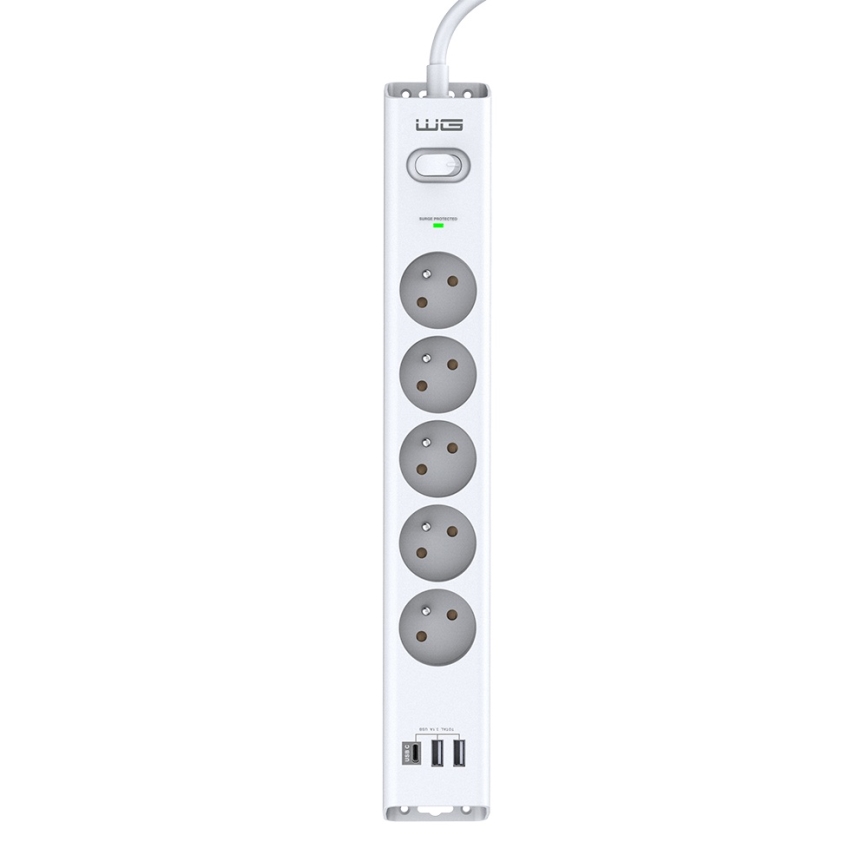 Winner Group - Προστασία υπέρτασης 5Z + 2xUSB-A + 1xUSB-C λευκό