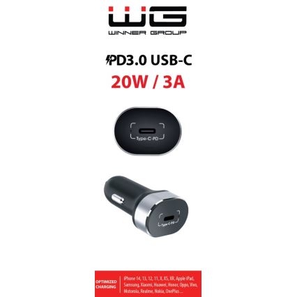Winner Group - Φορτιστής αυτοκινήτου 1x USB-C με Power Delivery 20W, μαύρος