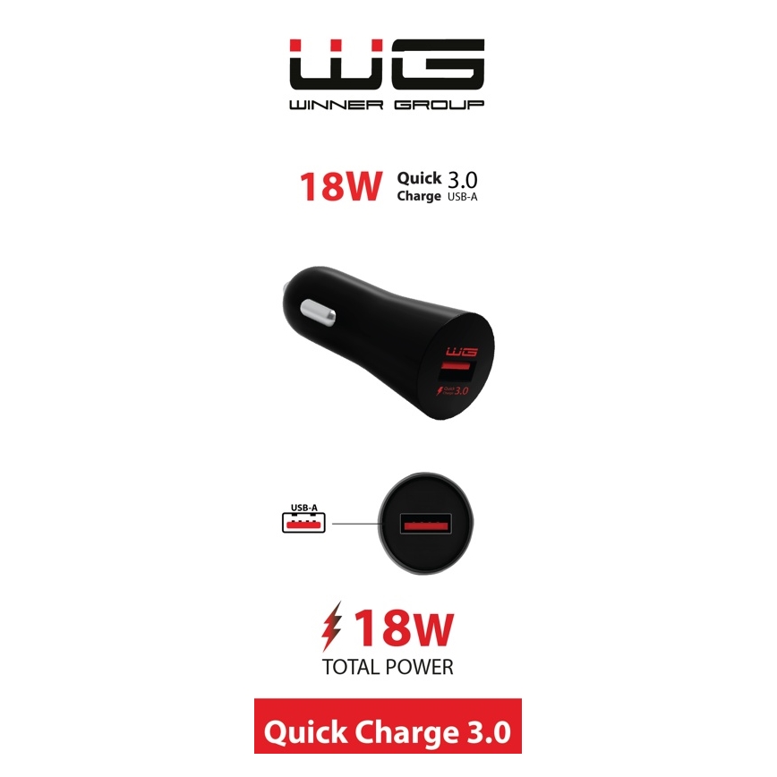 Winner Group - Φορτιστής αυτοκινήτου 1xUSB-A Power Delivery 18W μαύρο