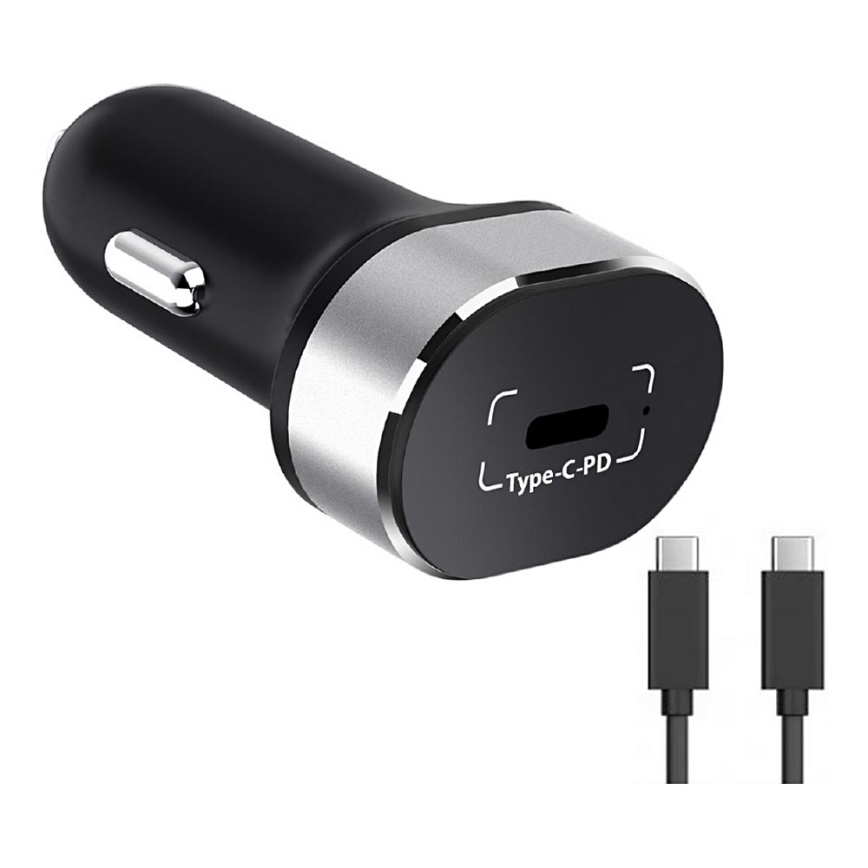 Winner Group - Φορτιστής αυτοκινήτου 1xUSB-C Power Delivery 20W + Καλώδιο USB USB-C / USB-C 1 m μαύρο