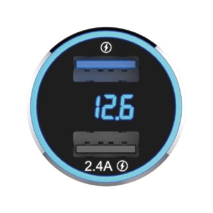Winner Group - Φορτιστής αυτοκινήτου με οθόνη 2xUSB-A Power Delivery 30W μαύρο