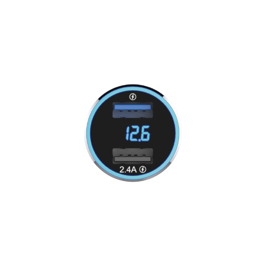 Winner Group - Φορτιστής αυτοκινήτου με οθόνη 2xUSB-A Power Delivery 30W μαύρο