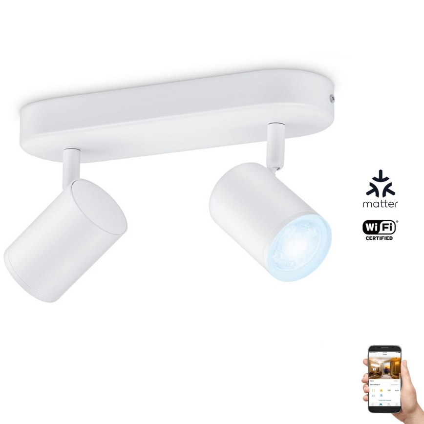 WiZ - LED Dimmable σποτ IMAGEO 2xGU10/4,9W/230V 2700-6500K Wi-Fi CRI 90 λευκό