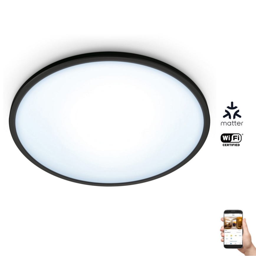 WiZ - LED Dimmable φωτιστικό οροφής SUPERSLIM LED/16W/230V 2700-6500K Wi-Fi μαύρο