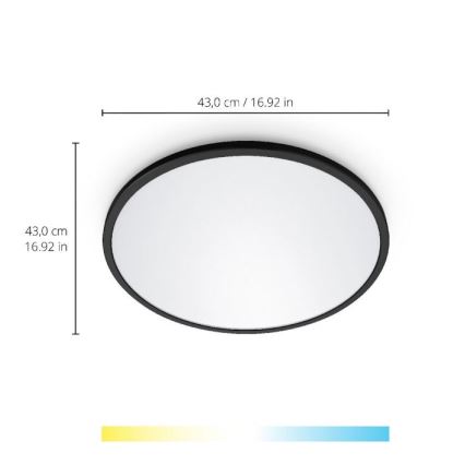 WiZ - LED Dimmable φωτιστικό οροφής SUPERSLIM LED/22W/230V 2700-6500K Wi-Fi μαύρο