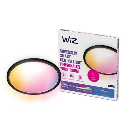 WiZ - LED RGB Ρυθμιζόμενο φωτιστικό οροφής SUPERSLIM LED/22W/230V 2700-6500K Wi-Fi μαύρο