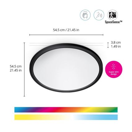 WiZ - LED RGB dimmable φωτιστικό οροφής SUPERSLIM LED/32W/230V 2700-6500K Wi-Fi μαύρο