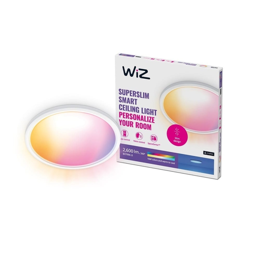WiZ - LED RGB Ρυθμιζόμενο φωτιστικό οροφής SUPERSLIM LED/22W/230V 2700-6500K Wi-Fi λευκό