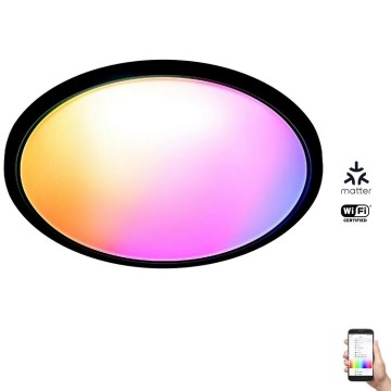 WiZ - LED RGB Ρυθμιζόμενο φωτιστικό οροφής SUPERSLIM LED/22W/230V 2700-6500K Wi-Fi μαύρο
