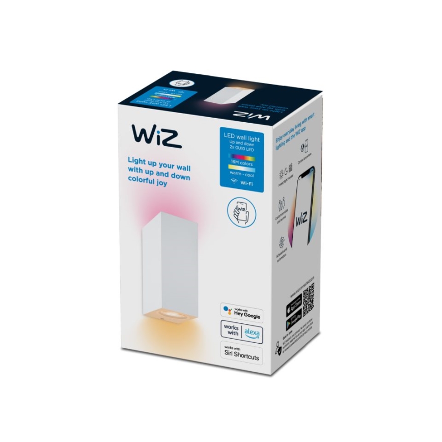 WiZ - Ρυθμιζόμενο φωτιστικό τοίχου LED RGBW UP&DOWN 2xGU10/4,7W/230V 2200-6500K Wi-Fi CRI 90 λευκό