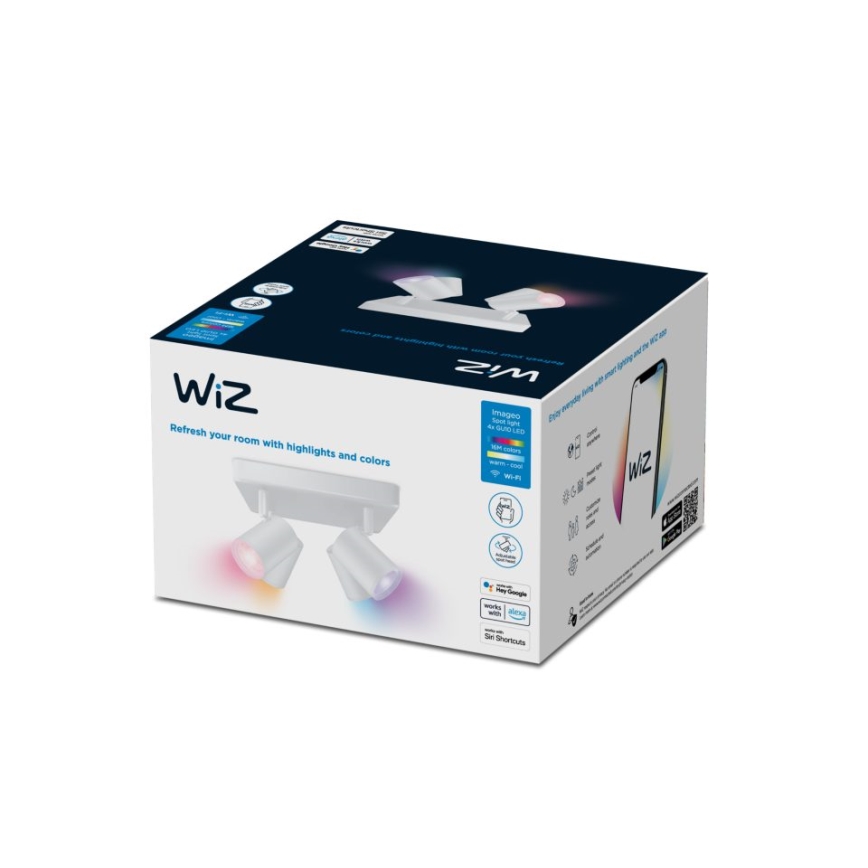 WiZ - LED RGBW Ρυθμιζόμενο Σποτ IMAGEO 4xGU10/4,9W/230V 2200-6500K Wi-Fi CRI 90 λευκό