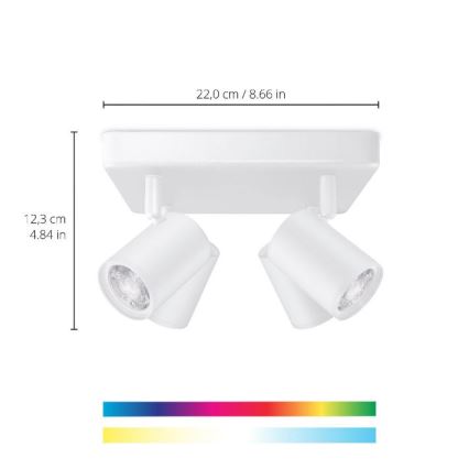 WiZ - LED RGBW Ρυθμιζόμενο Σποτ IMAGEO 4xGU10/4,9W/230V 2200-6500K Wi-Fi CRI 90 λευκό