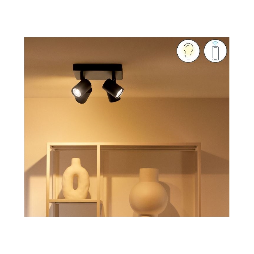 WiZ - LED RGBW Ρυθμιζόμενο σποτ IMAGEO 4xGU10/4,9W/230V 2200-6500K Wi-Fi CRI 90 μαύρο