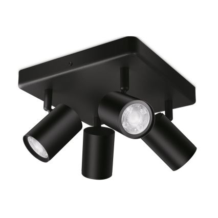 WiZ - LED RGBW Ρυθμιζόμενο σποτ IMAGEO 4xGU10/4,9W/230V 2200-6500K Wi-Fi CRI 90 μαύρο