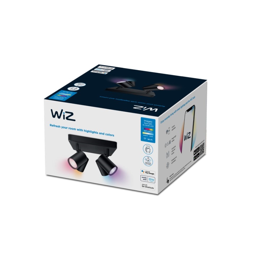 WiZ - LED RGBW Ρυθμιζόμενο σποτ IMAGEO 4xGU10/4,9W/230V 2200-6500K Wi-Fi CRI 90 μαύρο