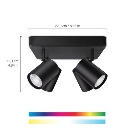 WiZ - LED RGBW Ρυθμιζόμενο σποτ IMAGEO 4xGU10/4,9W/230V 2200-6500K Wi-Fi CRI 90 μαύρο