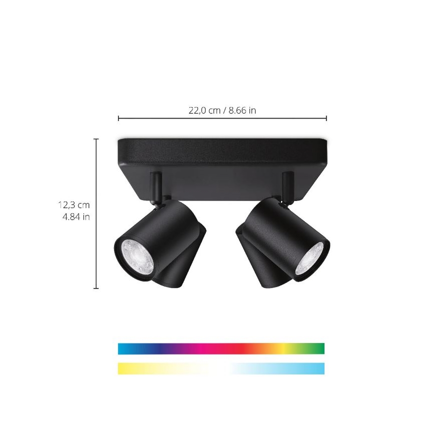 WiZ - LED RGBW Ρυθμιζόμενο σποτ IMAGEO 4xGU10/4,9W/230V 2200-6500K Wi-Fi CRI 90 μαύρο