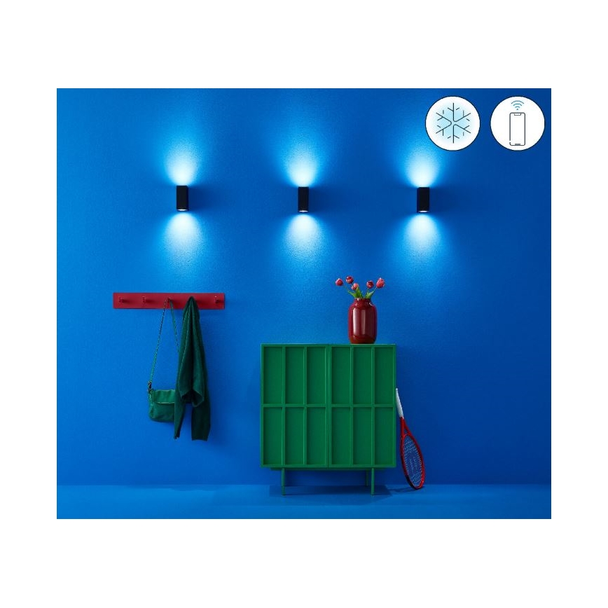 WiZ -LED RGBW Dimmable φωτιστικό τοίχου UP&DOWN 2xGU10/4,7W/230V 2200-6500K Wi-Fi CRI 90 μαύρο