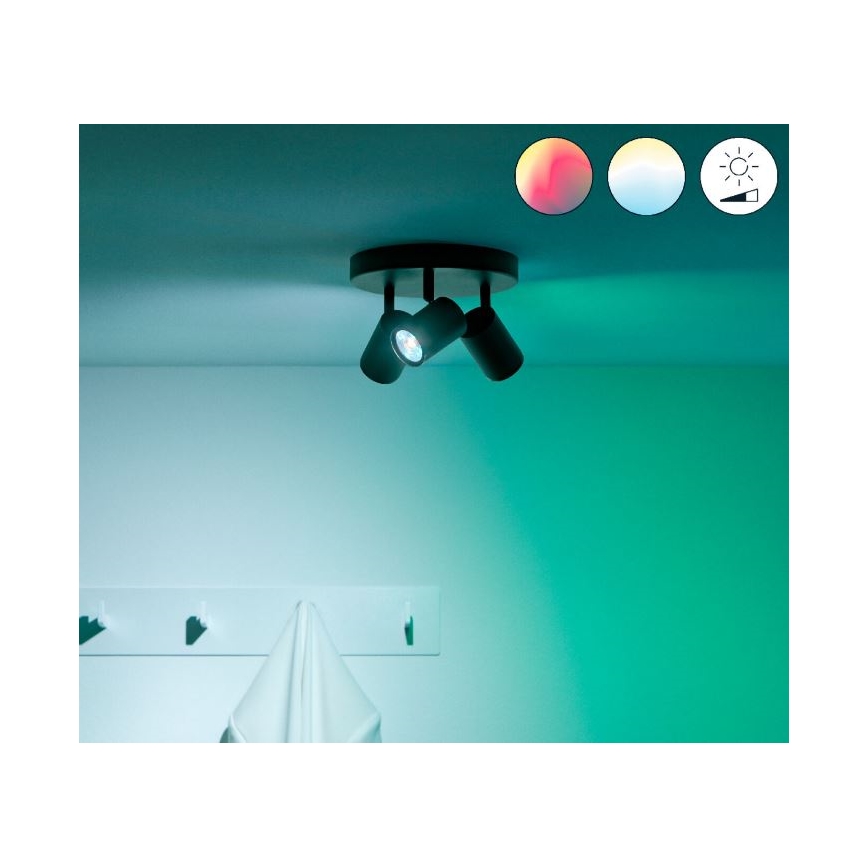 WiZ - LED RGBW Dimmable σποτ IMAGEO 3xGU10/4,9W/230V 2200-6500K Wi-Fi CRI 90 μαύρο
