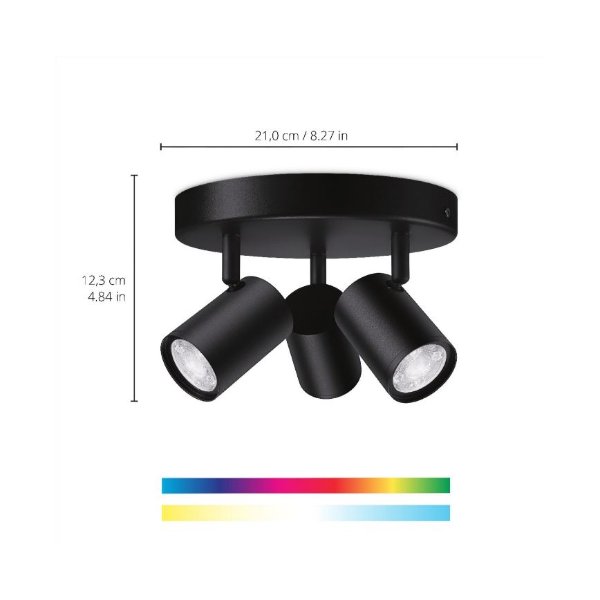 WiZ - LED RGBW Dimmable σποτ IMAGEO 3xGU10/4,9W/230V 2200-6500K Wi-Fi CRI 90 μαύρο