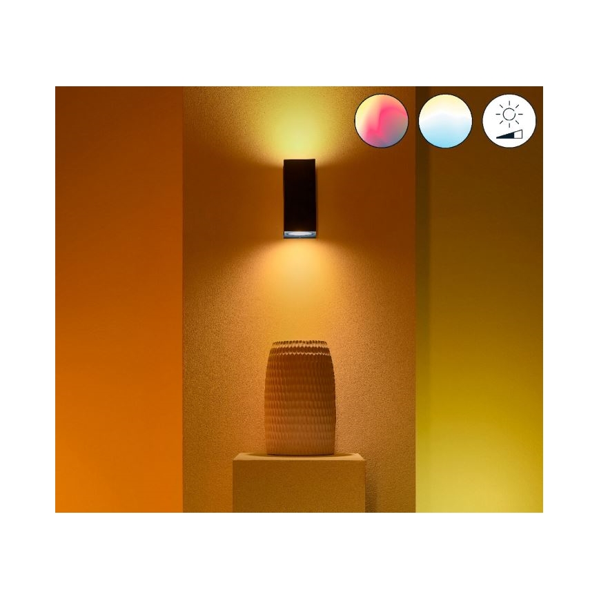 WiZ -LED RGBW Dimmable φωτιστικό τοίχου UP&DOWN 2xGU10/4,7W/230V 2200-6500K Wi-Fi CRI 90 μαύρο