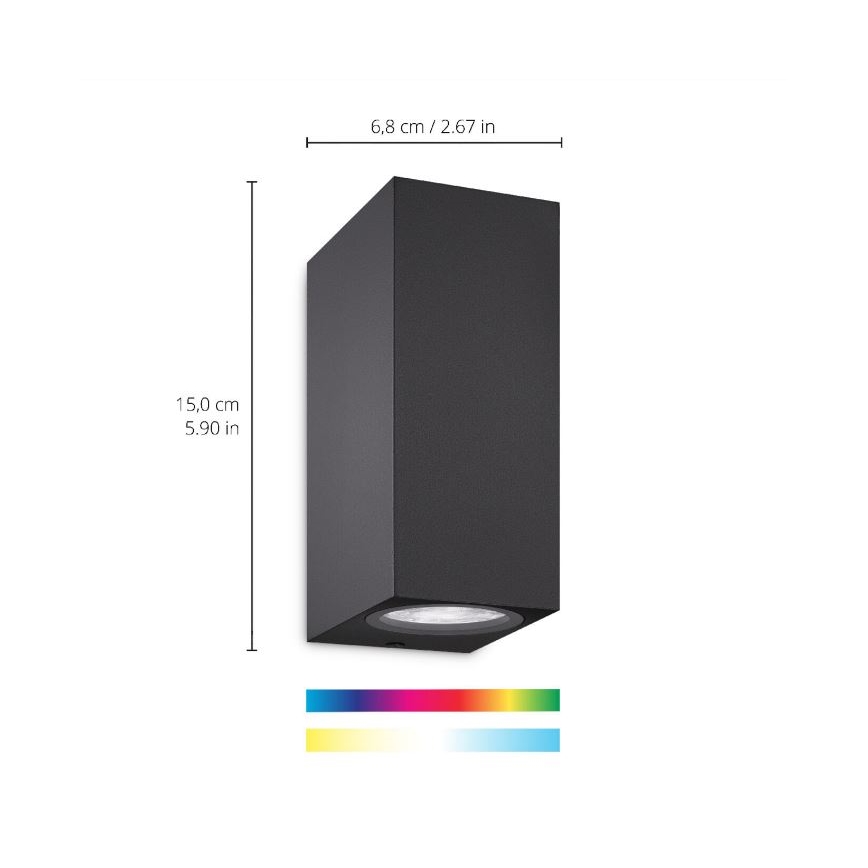 WiZ -LED RGBW Dimmable φωτιστικό τοίχου UP&DOWN 2xGU10/4,7W/230V 2200-6500K Wi-Fi CRI 90 μαύρο