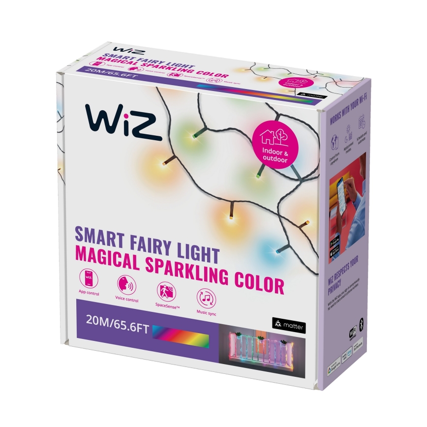 WiZ - LED RGBW Dimming Εξωτερικού χώρου λαμπάκια 160xLED 20m IP44 2700-5000K Wi-Fi