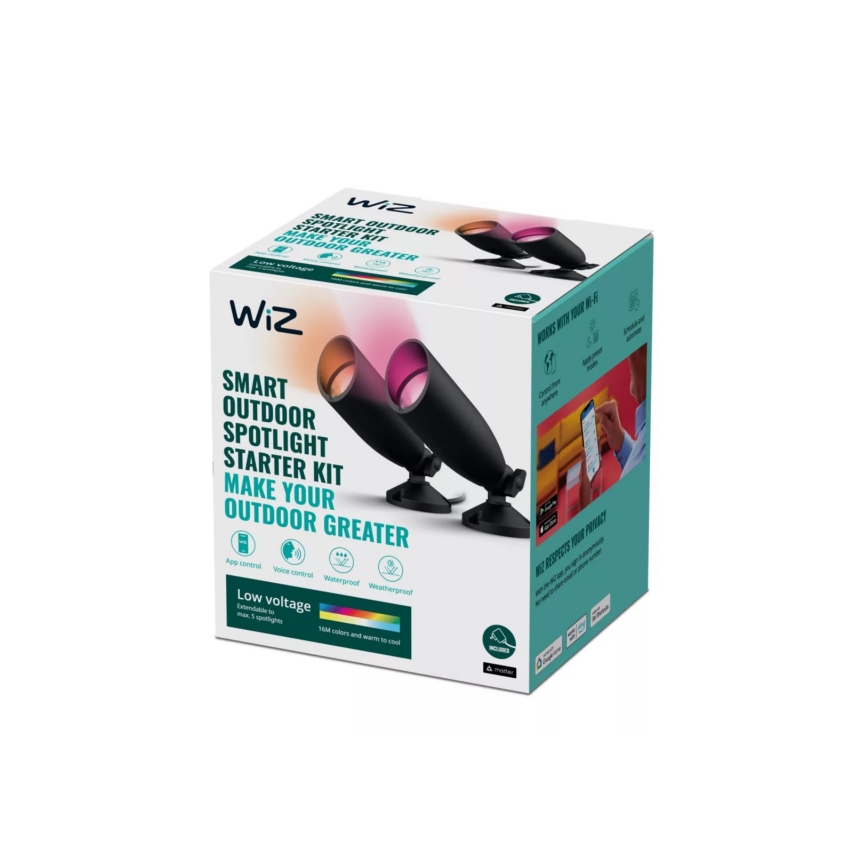 WiZ -SET 2x LED RGBW Dimmable φωτιστικά εξωτερικού χώρου SPOT LED/10W/230V 2700-5000K IP65 Wi-Fi