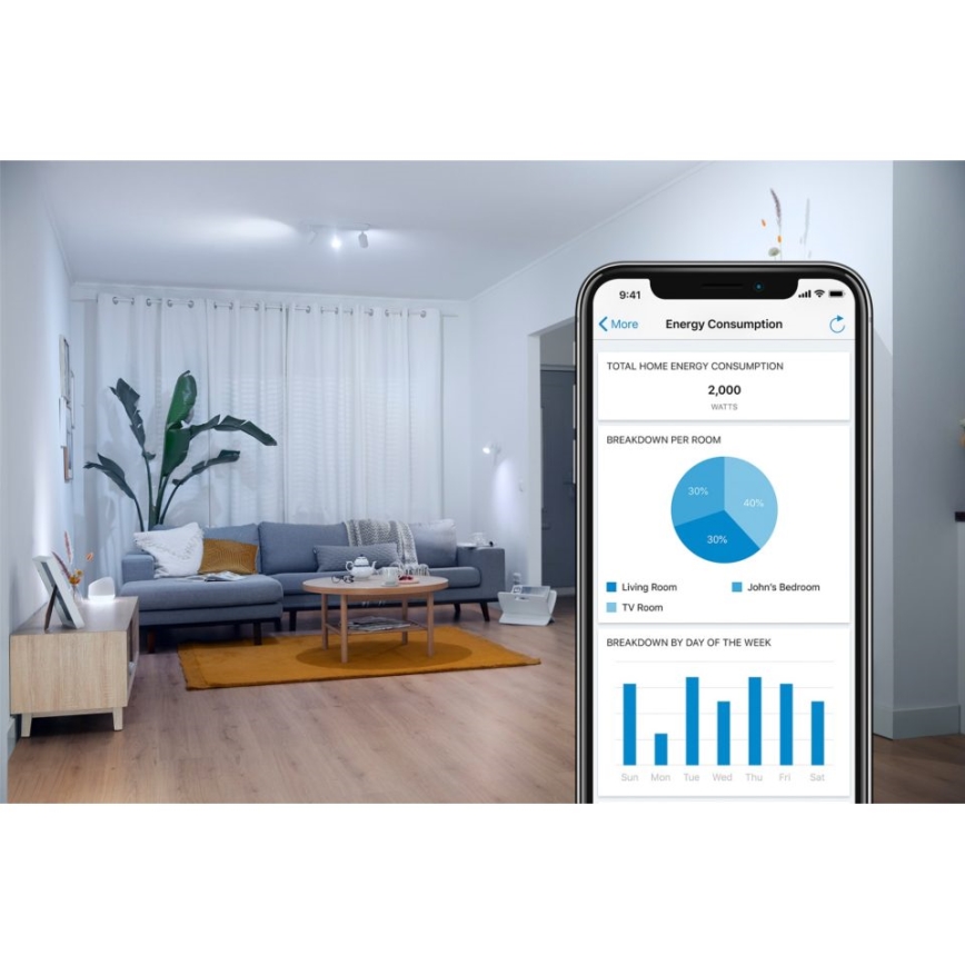 WiZ - Έξυπνη πρίζα F 2300W +  μετρητής ισχύος Wi-Fi SCHUKO