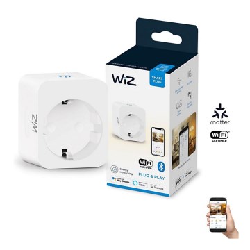WiZ - Έξυπνη πρίζα F 2300W +  μετρητής ισχύος Wi-Fi SCHUKO