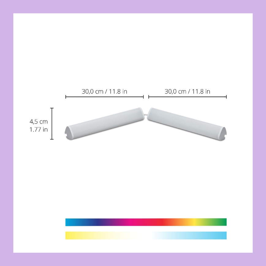 WiZ - ΣΕΤ 2x LED RGBW Λάμπες ντιμαριζόμενες BAR LED/5,5W/230V 2200-6500K Wi-Fi