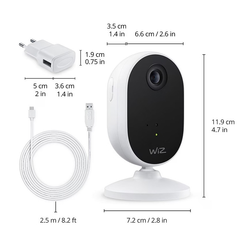 WiZ - Σετ για την παρακολούθηση σπιτιού: 1x camera + 3x LED RGB λαμπτήρες A60 E27/8,5W/230V Wi-Fi