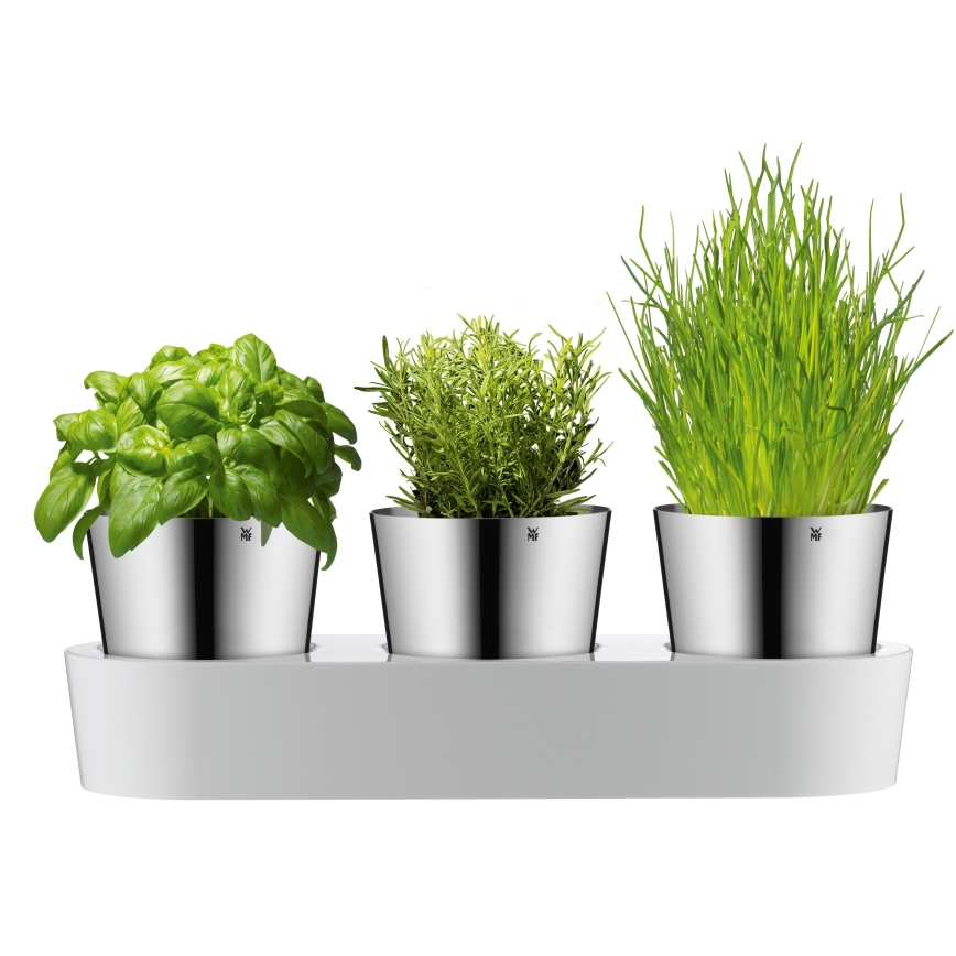 WMF - Γλάστρα με βότανα 3pcs GOURMET λευκό/ανοξείδωτο ατσάλι