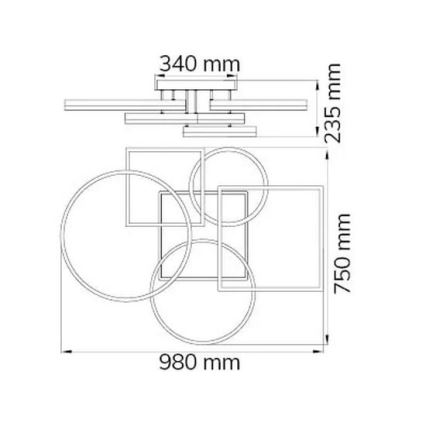 Wofi 11981 -  Πλαφονιέρα οροφής ντιμαριζόμενη LED VAASA LED/80W/230V