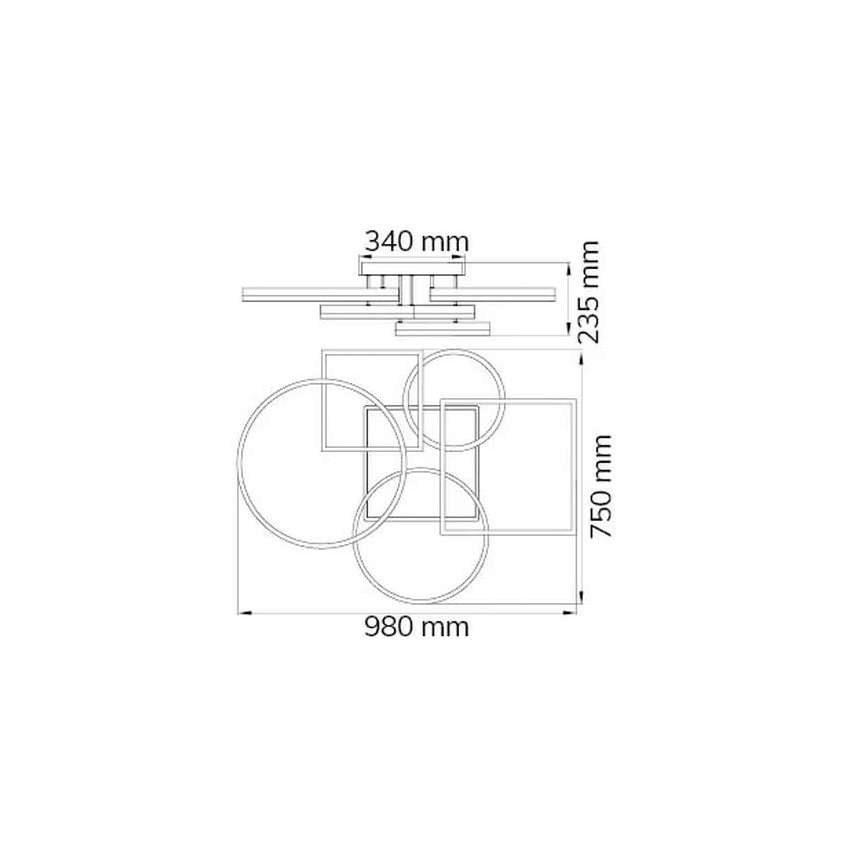 Wofi 11981 -  Πλαφονιέρα οροφής ντιμαριζόμενη LED VAASA LED/80W/230V