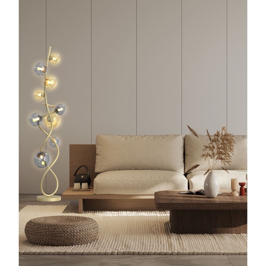 Wofi 3014-904 - Επιδαπέδια λάμπα LED NANCY 9xG9/3,5W/230V χρυσαφί/γκρι