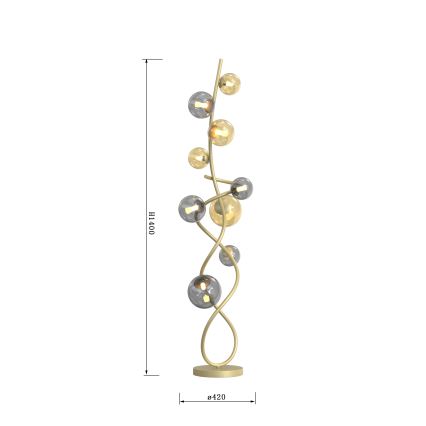 Wofi 3014-904 - Επιδαπέδια λάμπα LED NANCY 9xG9/3,5W/230V χρυσαφί/γκρι