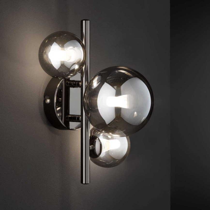 Wofi 4014.03.24.9000 - Φωτιστικό τοίχου LED VILLA 3xG9/3W/230V μαύρο/γυαλιστερό χρώμιο